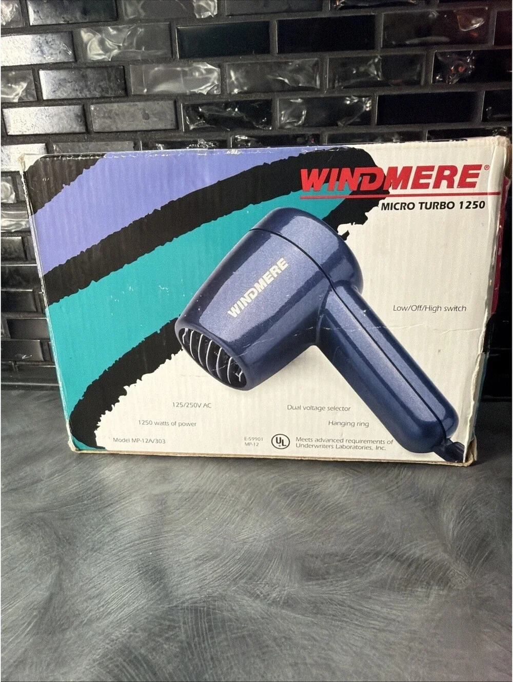 Vintage Windmere Micro Turbo 1250 Travel Hair Dryer MP-12A/303 Dual Voltage NWB